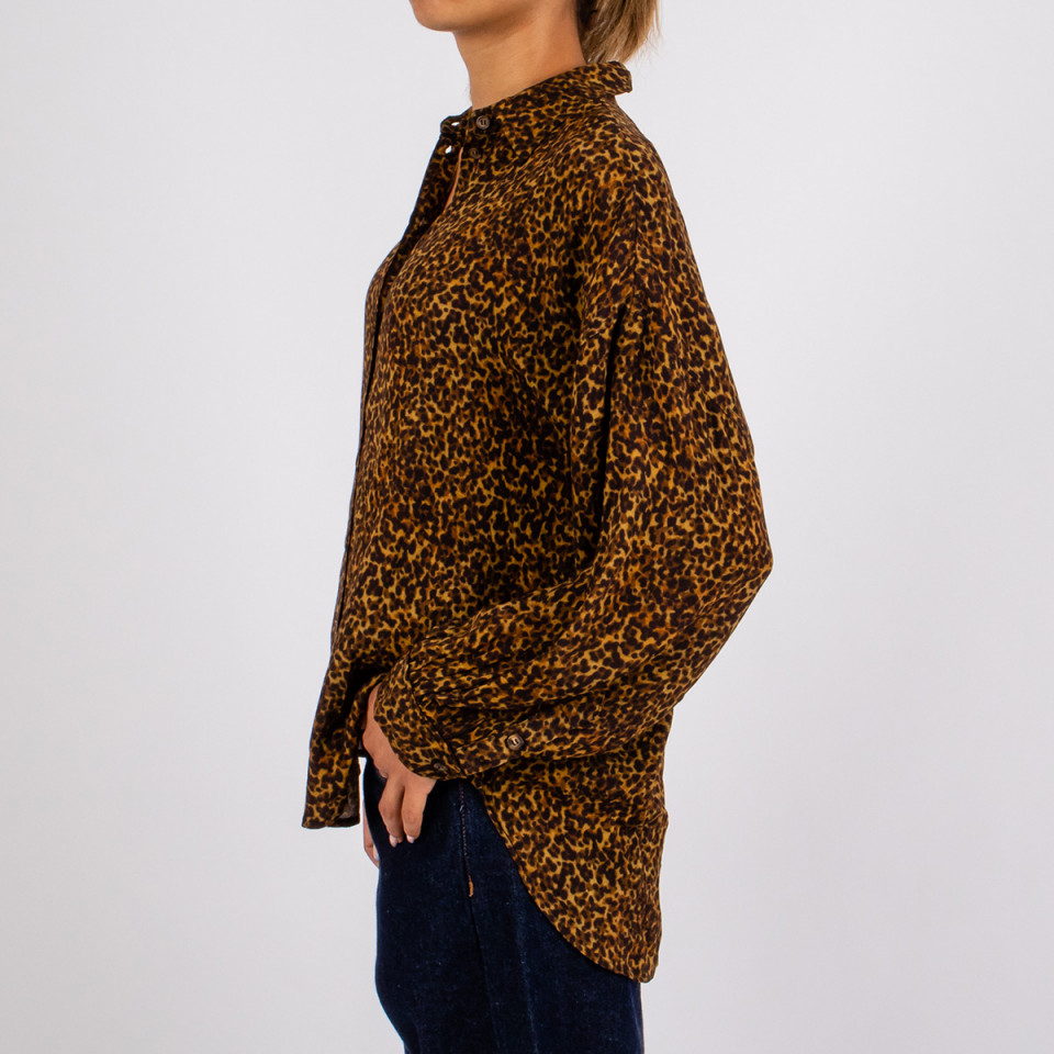 Chemise manches bouffantes léopard Kelly