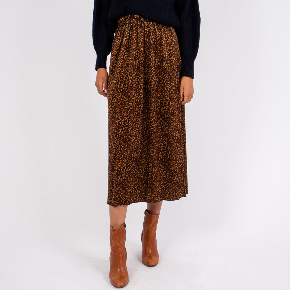 Jupe taille élastiquée léopard Livia