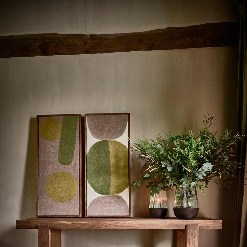Toile WOOLY avec Cadre Laine et Bois de Manguier - 107x46