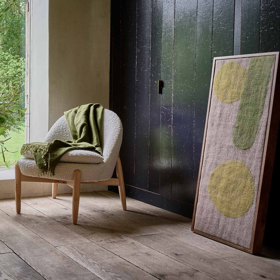Toile WOOLY avec Cadre Laine et Bois de Manguier - 107x46