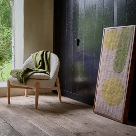 Toile WOOLY avec Cadre Laine et Bois de Manguier - 107x46