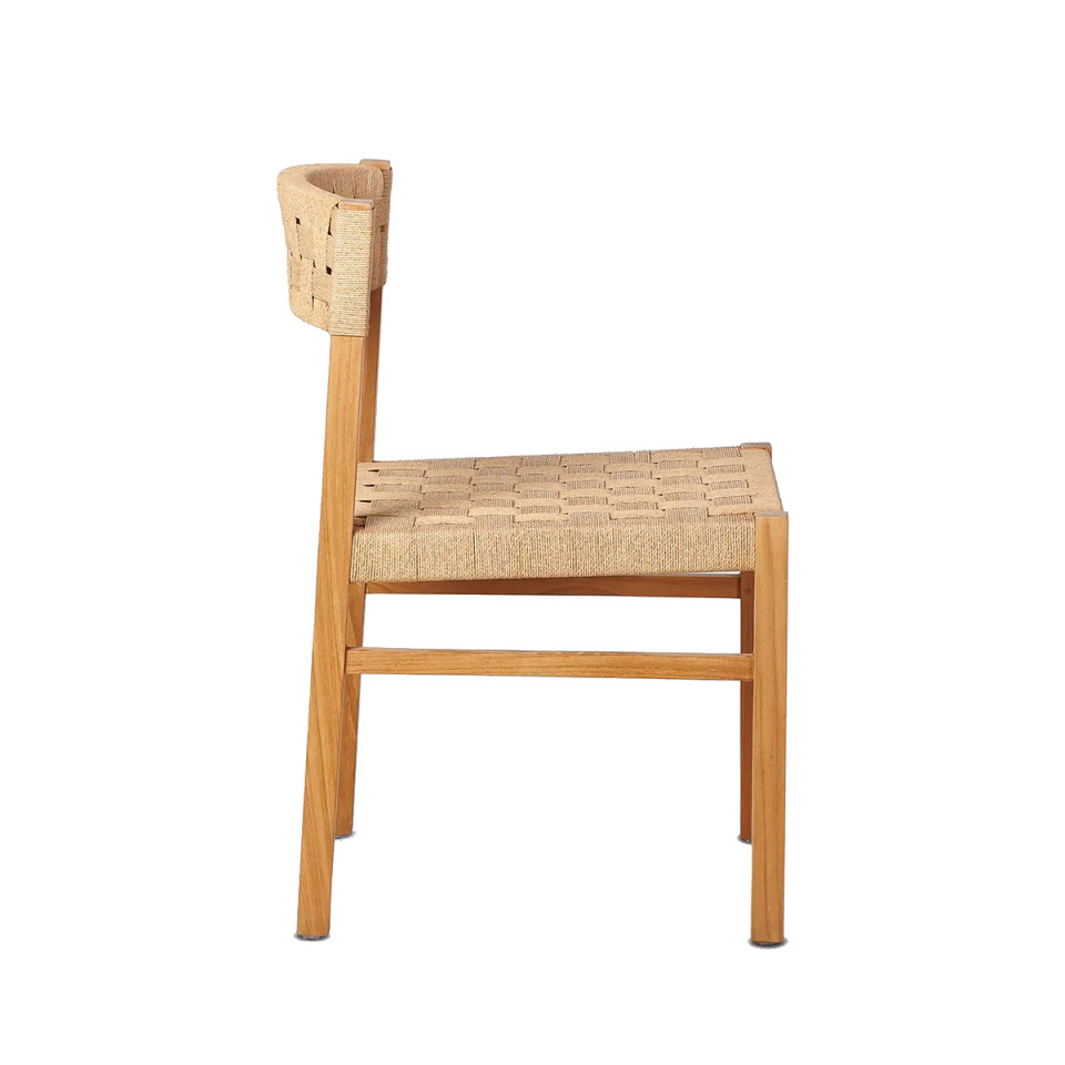 Chaise en teck assise tressée CORA - 2 col. - Dareels