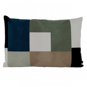 Coussin en Coton Brodé à Motif Géométrique TAMBA  