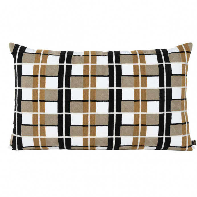 Coussin en Coton Brodé à Carreaux Multicolores TAKAYAMA  