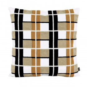 Coussin en Coton Brodé à Carreaux Multicolores TAKAYAMA  