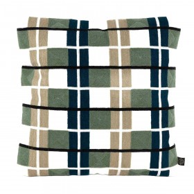 Coussin en Coton Brodé à Carreaux Multicolores TAKAYAMA  