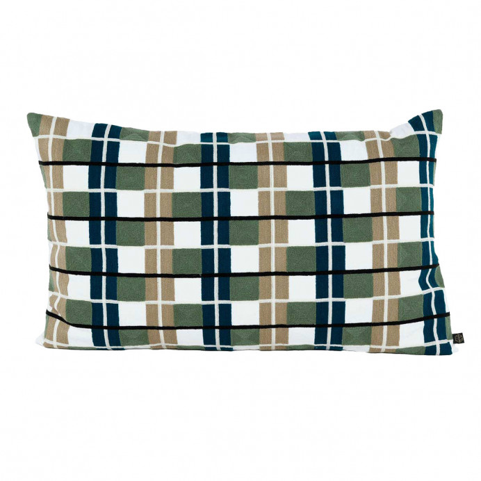 Harmony Textile - Haomy Housse de Coussin en Coton Brodé à Carreaux...