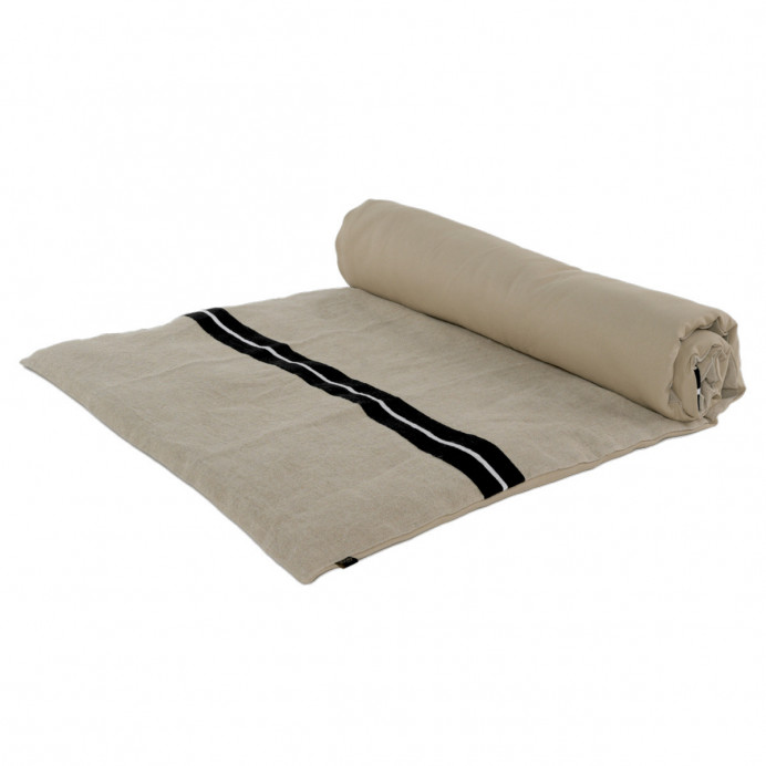 Harmony Textile - Haomy Housse d'Edredon en Lin Lavé et Rayure Noir...