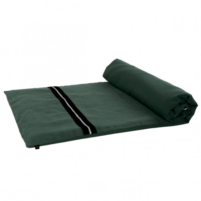 Harmony Textile - Haomy Housse d'Edredon en Lin Lavé et Rayure Noir...