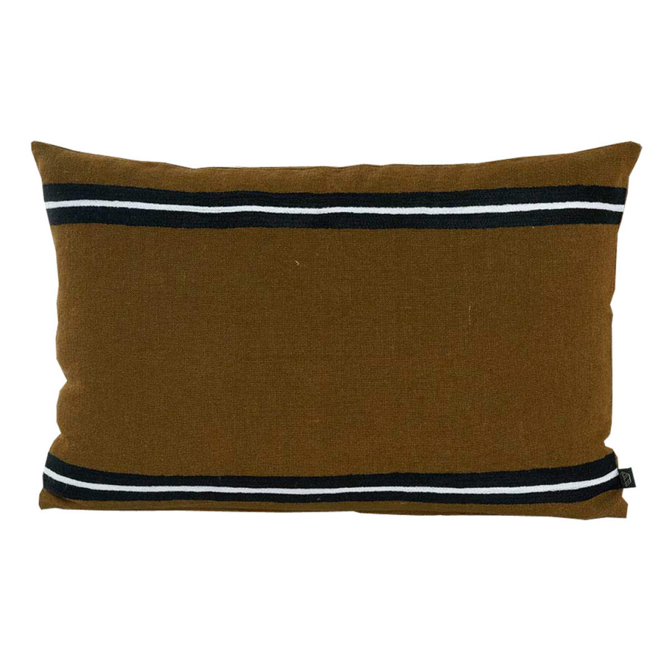 Housse de Coussin en Lin Lavé et Rayure Noire SKAGEN  