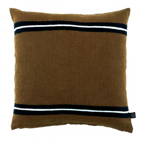 Housse de Coussin en Lin Lavé et Rayure Noire SKAGEN  
