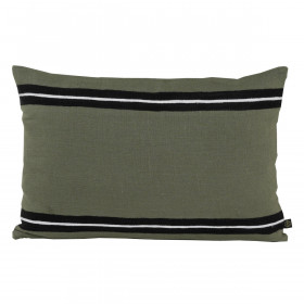 Housse de Coussin en Lin Lavé et Rayure Noire SKAGEN  