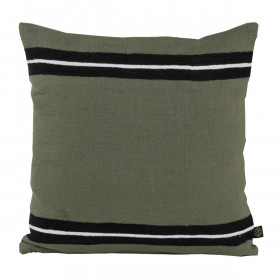 Housse de Coussin en Lin Lavé et Rayure Noire SKAGEN  