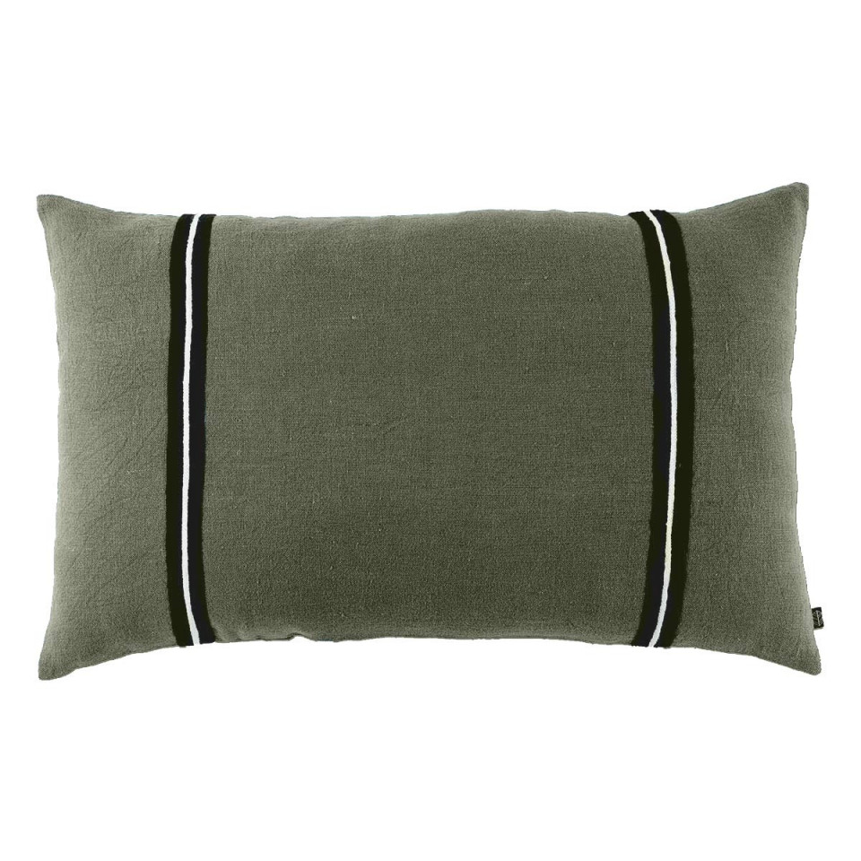 Housse de Coussin en Lin Lavé et Rayure Noire SKAGEN  