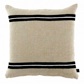 Housse de Coussin en Lin Lavé et Rayure Noire SKAGEN  