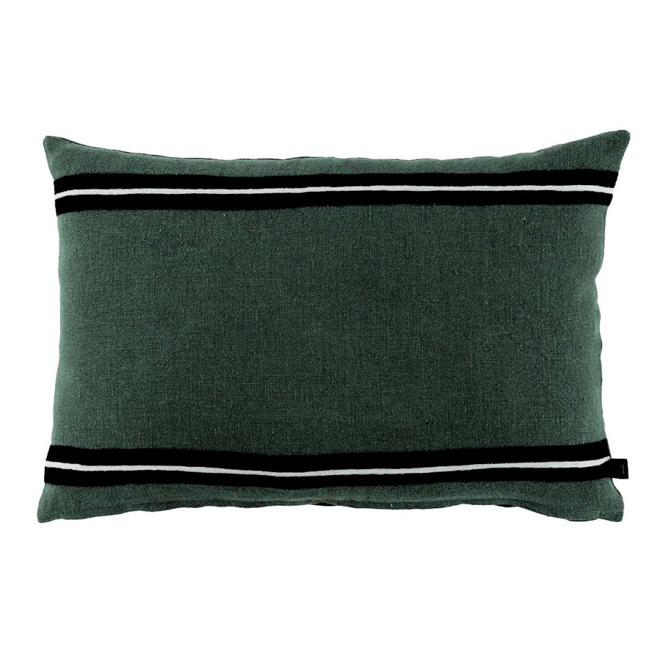 Housse de Coussin en Lin Lavé et Rayure Noire SKAGEN  