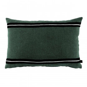 Housse de Coussin en Lin Lavé et Rayure Noire SKAGEN  