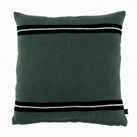 Housse de Coussin en Lin Lavé et Rayure Noire SKAGEN  