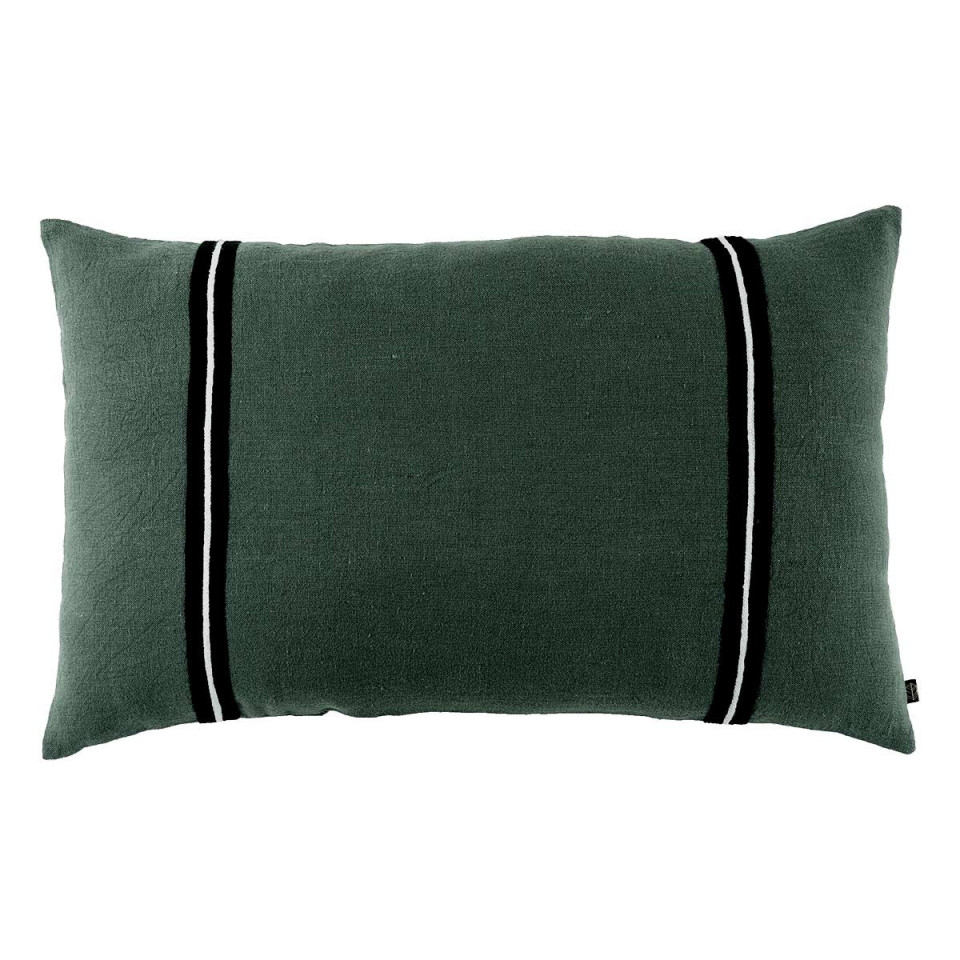 Housse de Coussin en Lin Lavé et Rayure Noire SKAGEN  