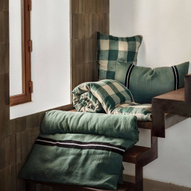 Housse de Coussin en Lin Lavé et Rayure Noire SKAGEN  