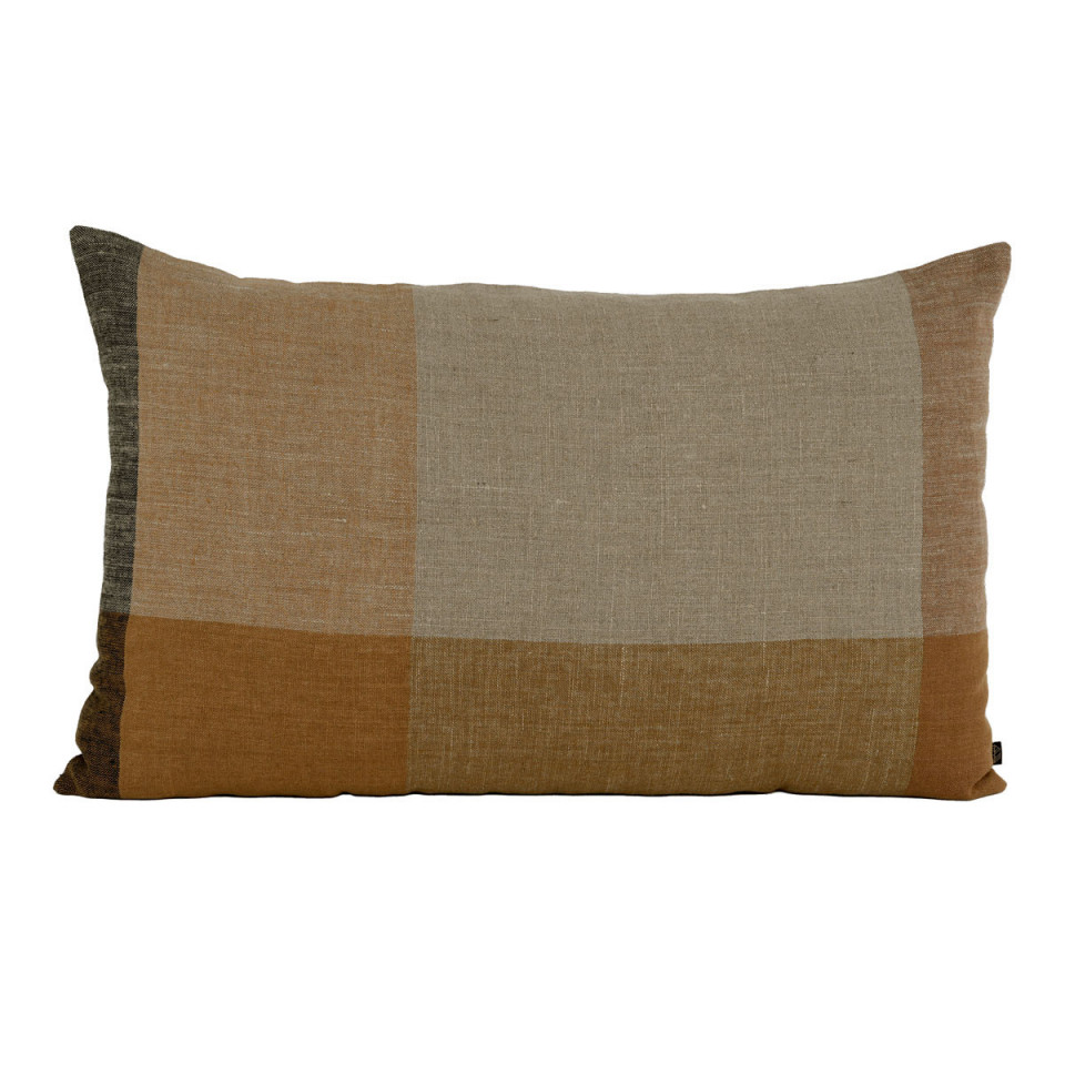 Housse de Coussin en Lin Lavé à Grands Carreaux SAPORO  