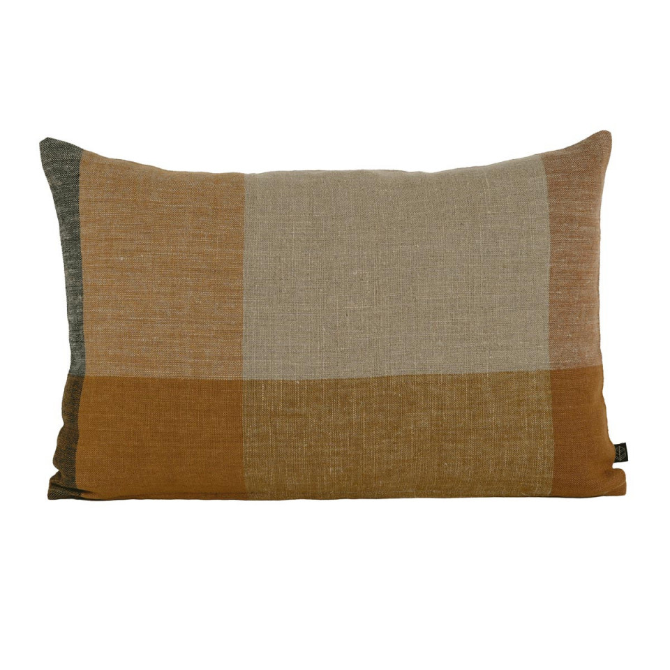 Housse de Coussin en Lin Lavé à Grands Carreaux SAPORO  