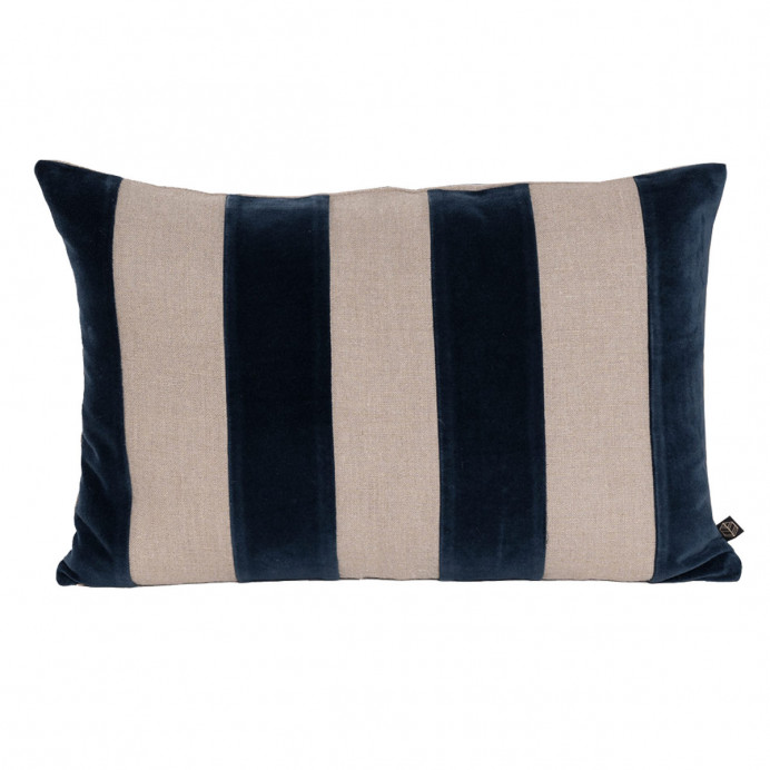 Housse de Coussin à Rayures Velours et Lin BRISBANE  