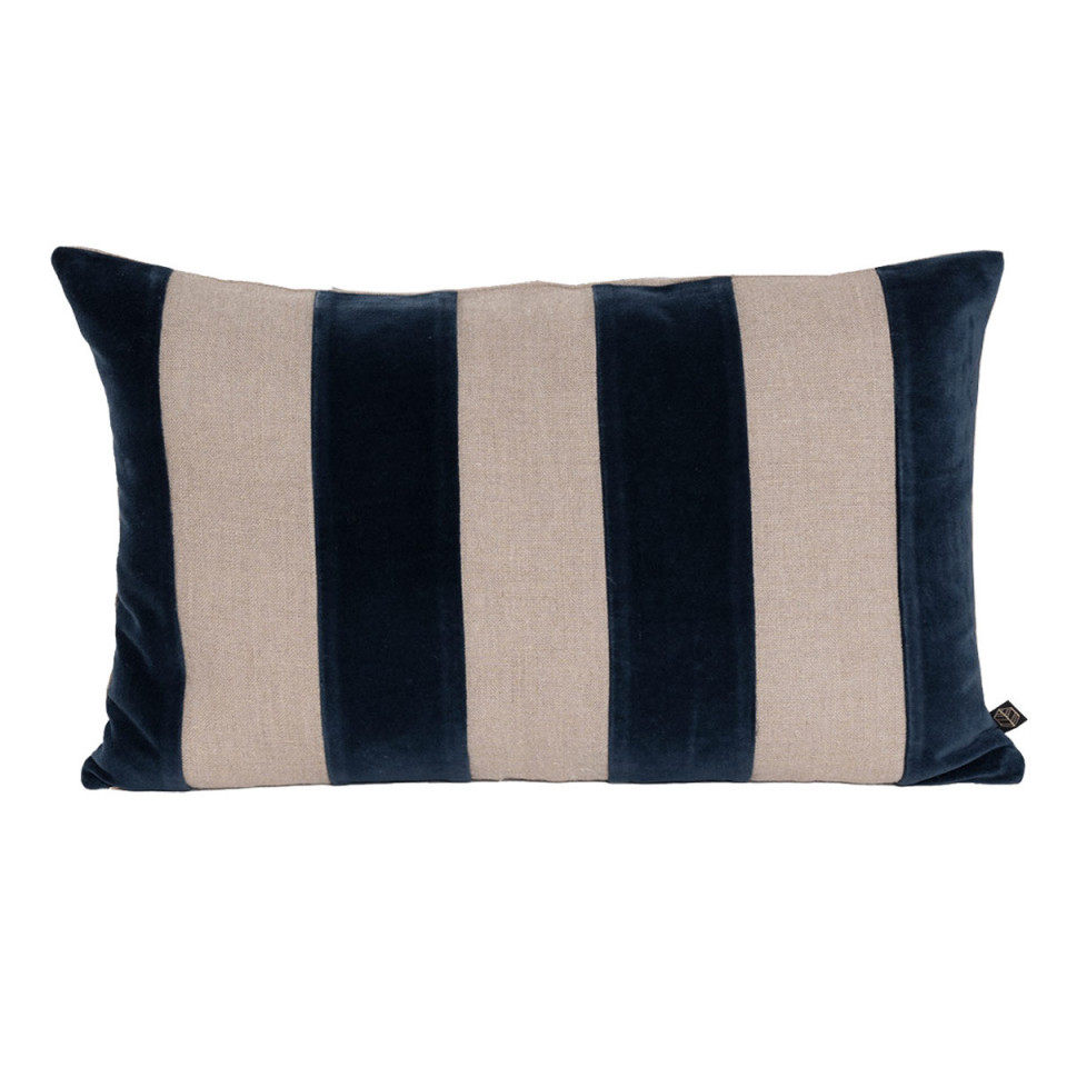 Housse de Coussin à Rayures Velours et Lin BRISBANE  