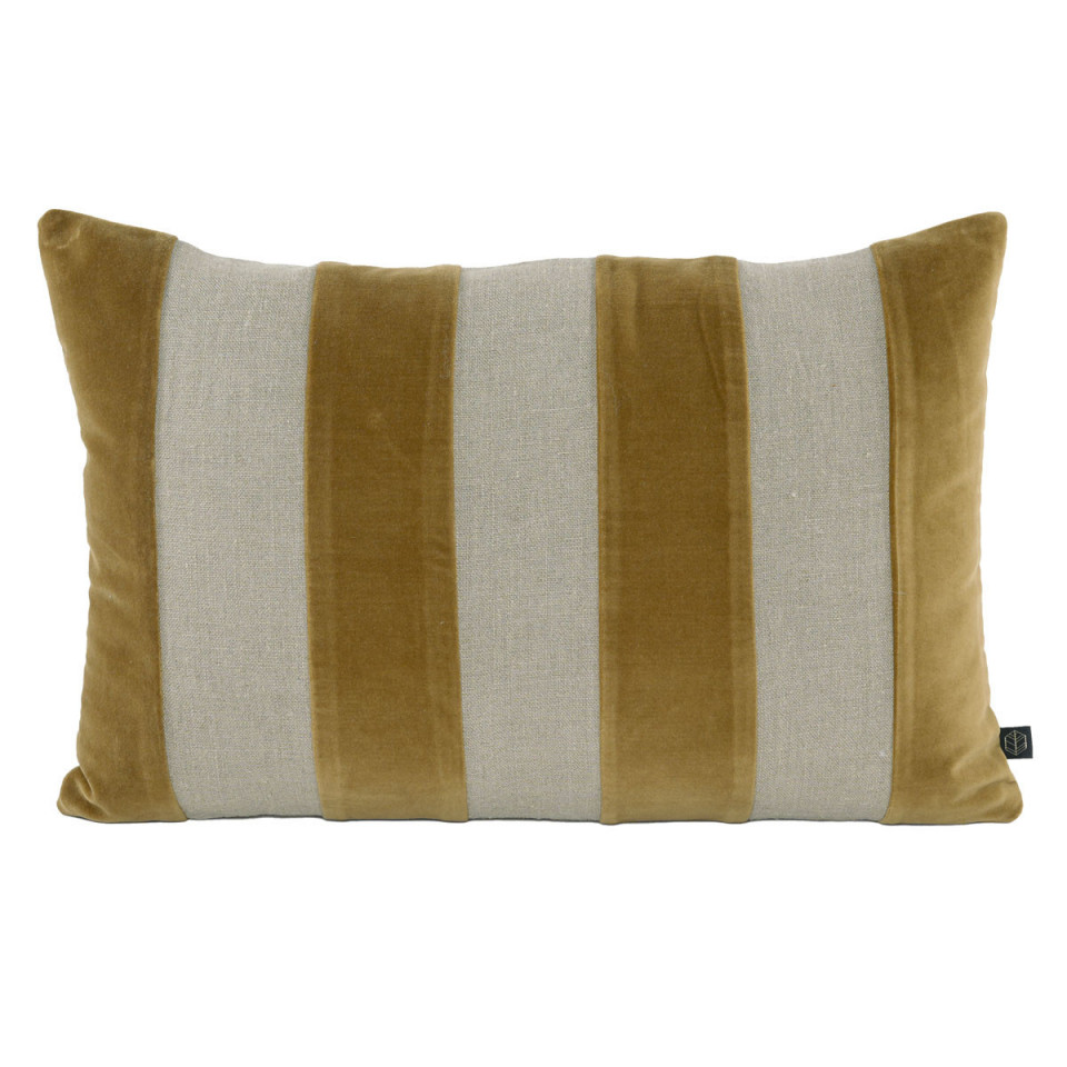 Housse de Coussin à Rayures Velours et Lin BRISBANE  
