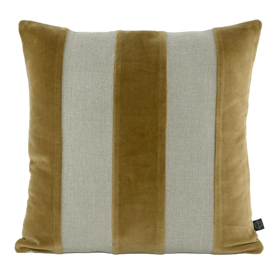Housse de Coussin à Rayures Velours et Lin BRISBANE  