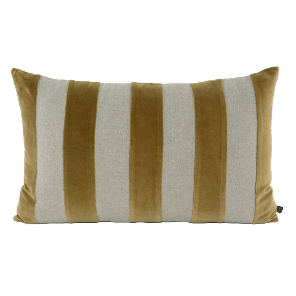 Housse de Coussin à Rayures Velours et Lin BRISBANE  