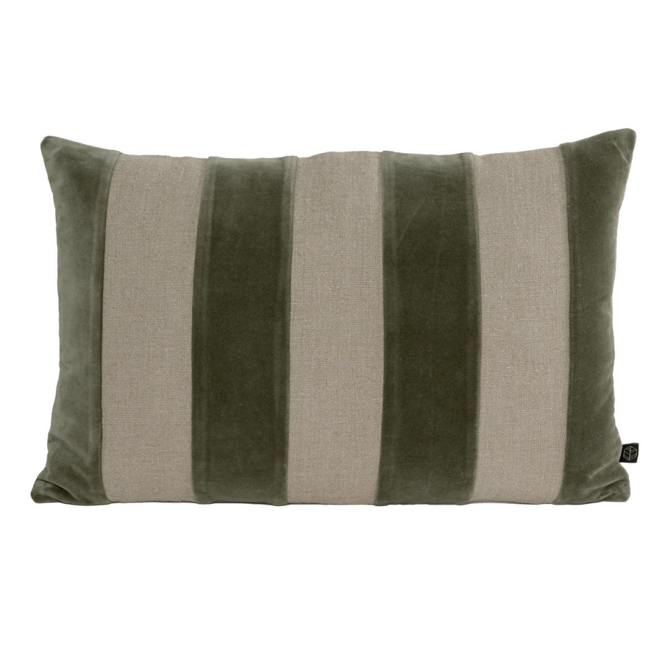 Housse de Coussin à Rayures Velours et Lin BRISBANE  