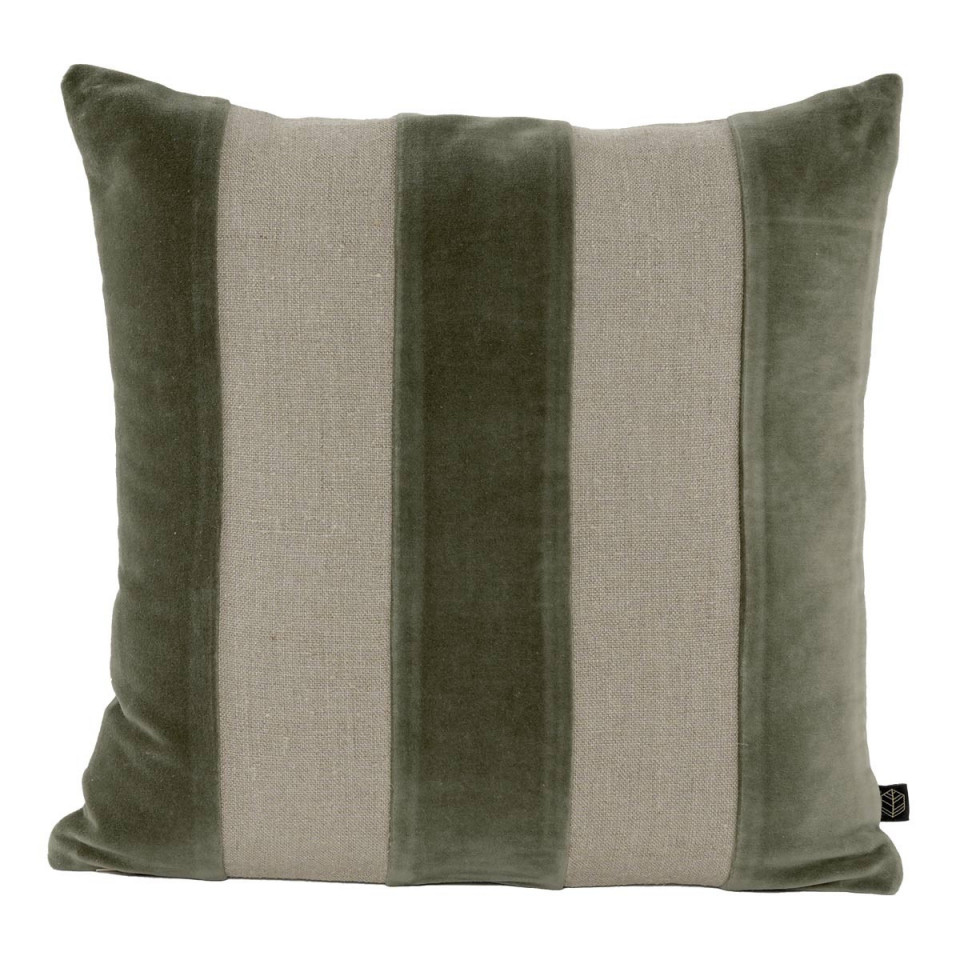 Housse de Coussin à Rayures Velours et Lin BRISBANE  