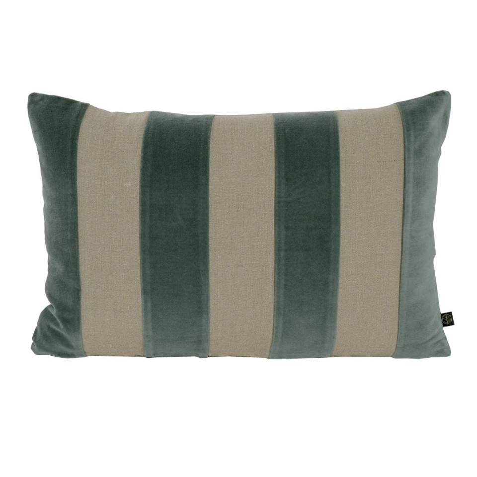 Housse de Coussin à Rayures Velours et Lin BRISBANE  