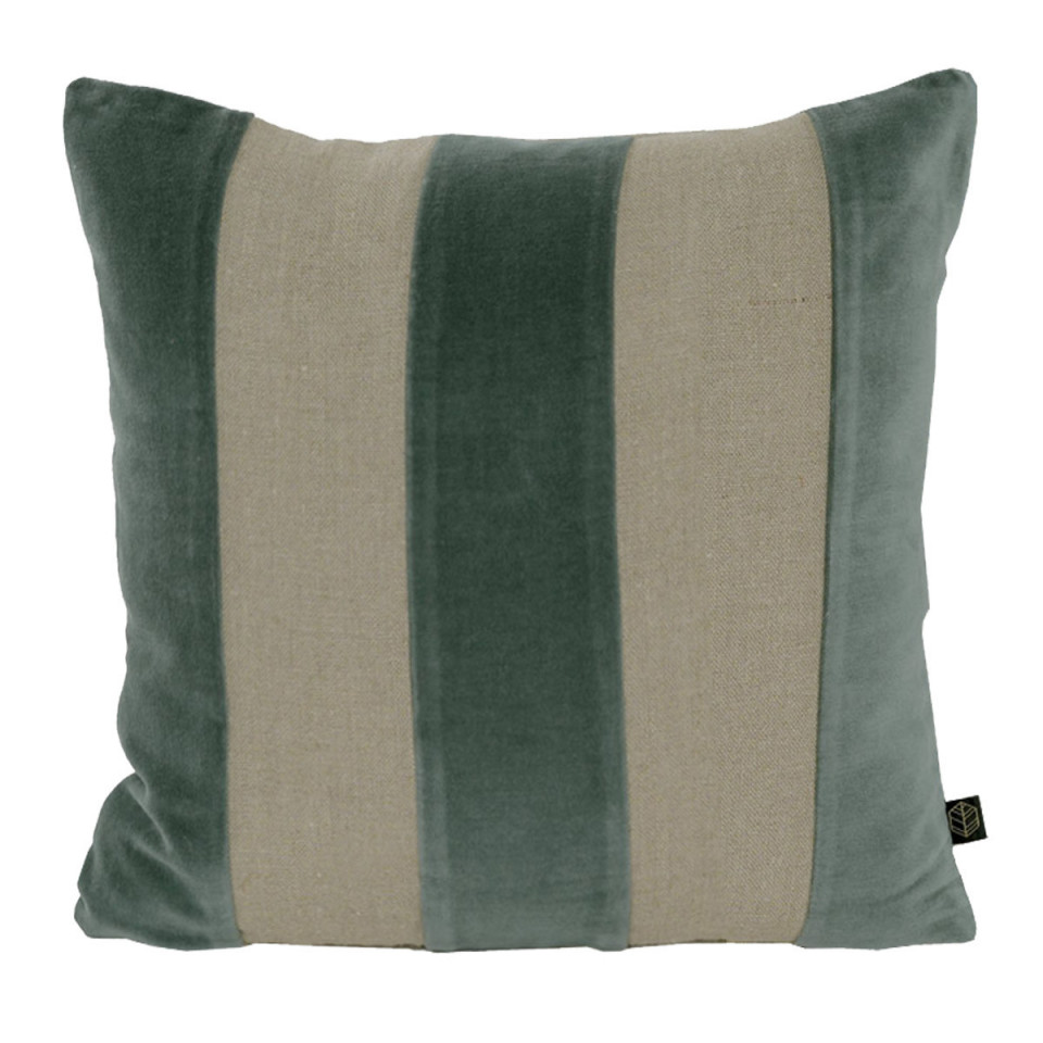 Housse de Coussin à Rayures Velours et Lin BRISBANE  