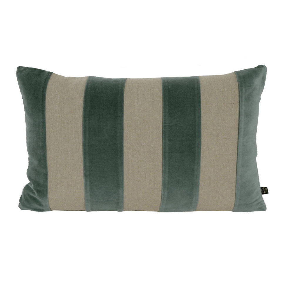 Housse de Coussin à Rayures Velours et Lin BRISBANE  