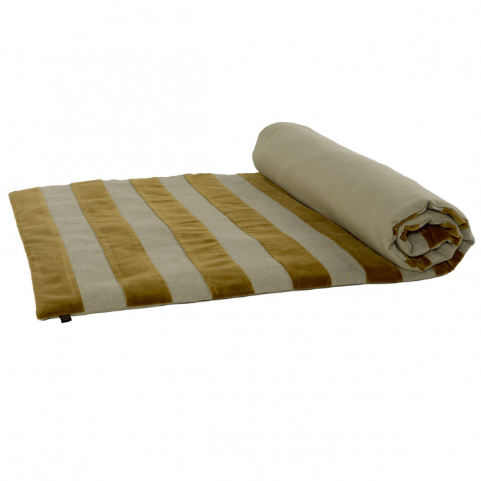 Harmony Textile - Haomy Housse d'Edredon à Rayures Velours et Lin B...