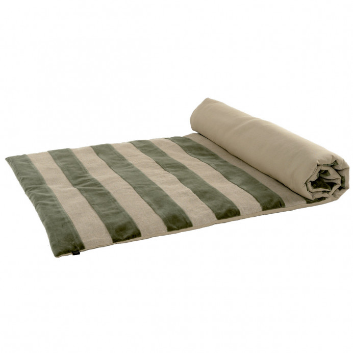 Harmony Textile - Haomy Housse d'Edredon à Rayures Velours et Lin B...