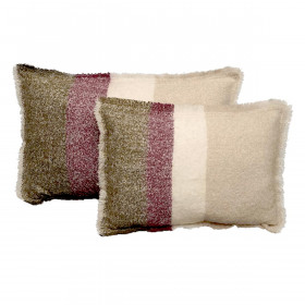 Housse de Coussin CALYPSO en Laine Rayé avec Franges - HAOMY  