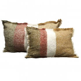 Housse de Coussin CALYPSO en Laine Rayé avec Franges - HAOMY  