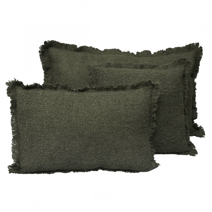 Harmony Textile - Haomy Housse de Coussin Unie et frangée ASPEN en ...
