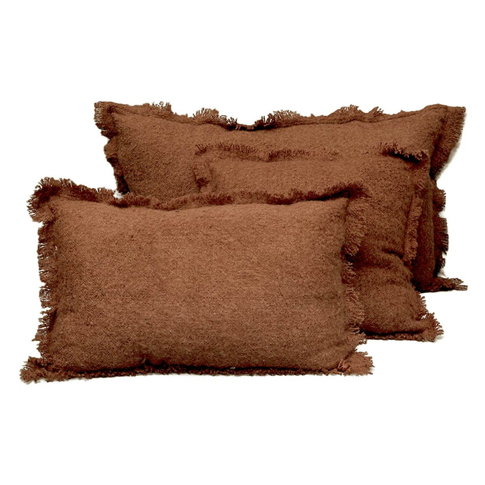 Housse de Coussin Unie ASPEN en Laine et Fibres Mixtes  