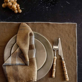 Serviette de Table en Lin et Coton à Carreaux AALBORG - Plusieurs Tailles et Coloris Disponibles 