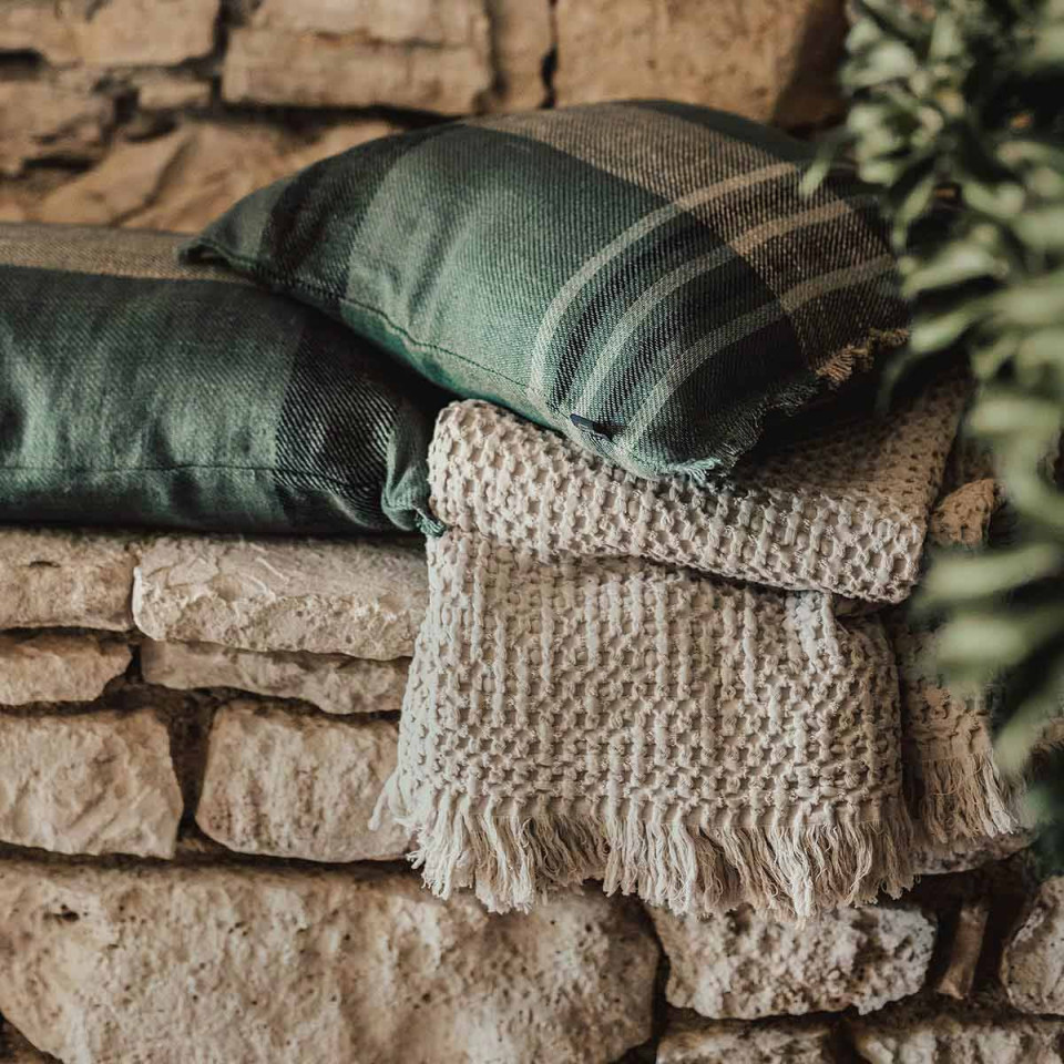 Housse de Coussin en Lin et Coton à Carreaux AALBORG - Disponible en Plusieurs Tailles et Coloris  
