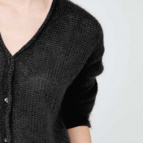 Gilet Court Col V en Mohair PAMPA