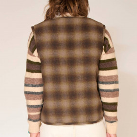 Veste sans manches en laine à carreaux réversible Gari
