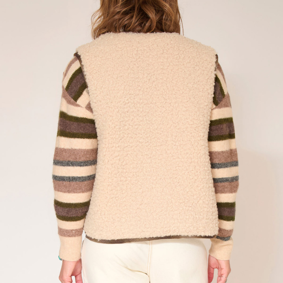 Veste sans manches en laine à carreaux réversible Gari