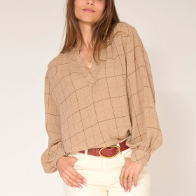 Blouse à Carreaux Beige Corsica