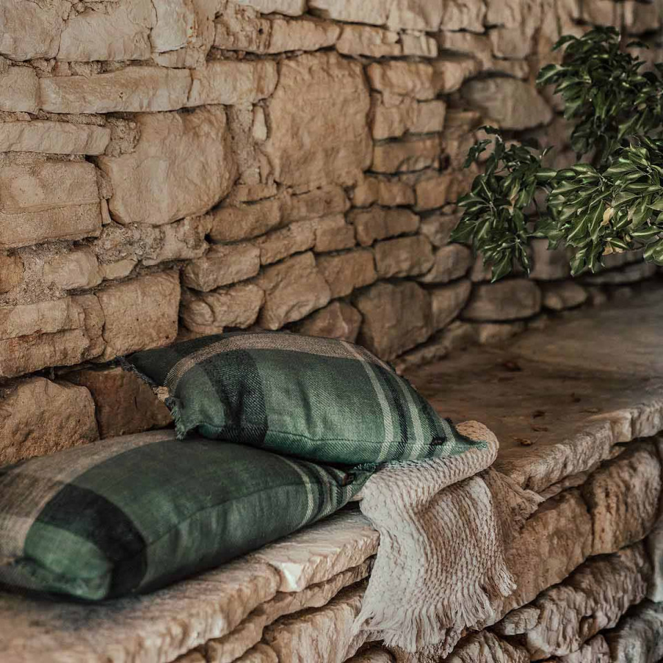Housse de Coussin en Lin et Coton à Carreaux AALBORG