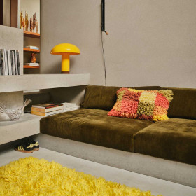 Coussin complet multicolore à poils longs Fluffy Rag